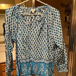 JCrew cotton shirt in beautiful print. Size L